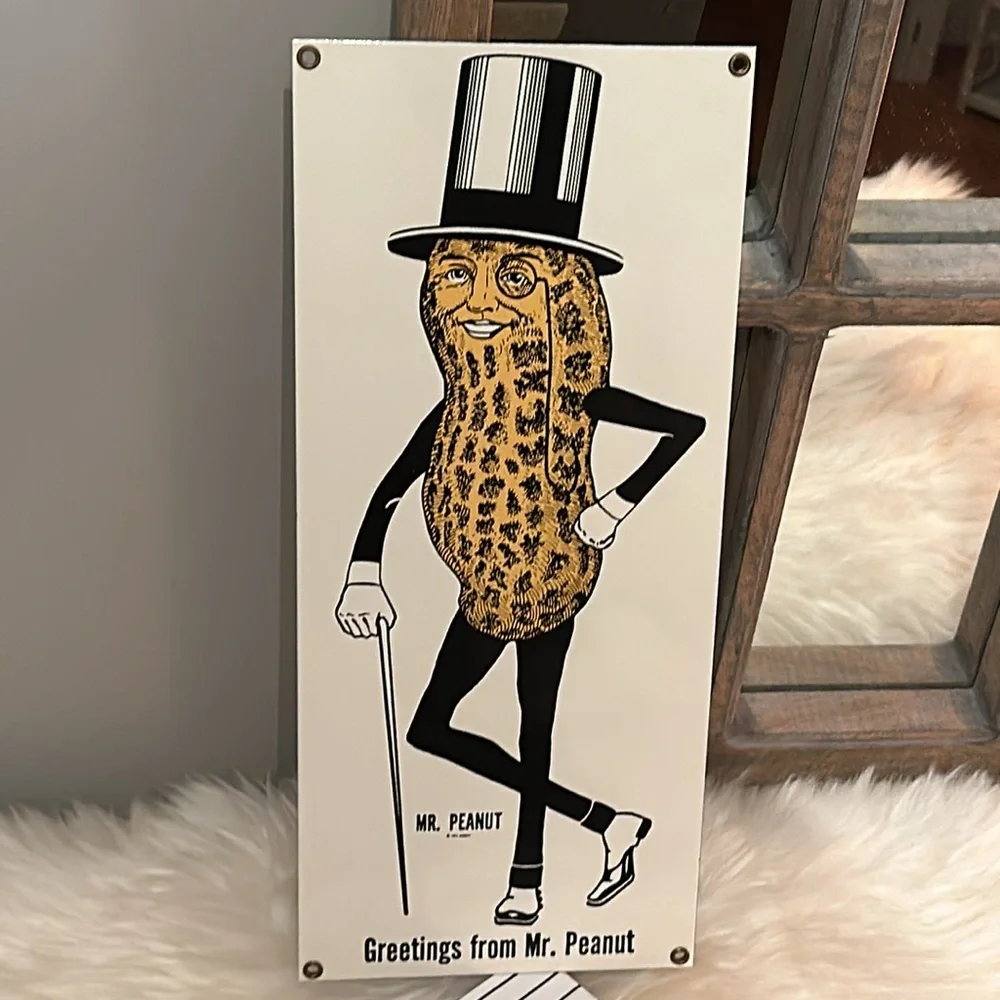 Vintage Mr. Peanut Porcelain (Enamel) Advertising Sign by Ande Rooney™️ - Picture 5 of 14